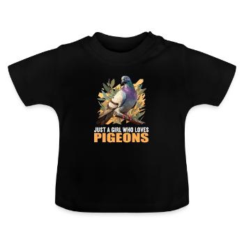 Tauben Taube - Baby Bio-T-Shirt mit Rundhals - Schwarz - Vorne