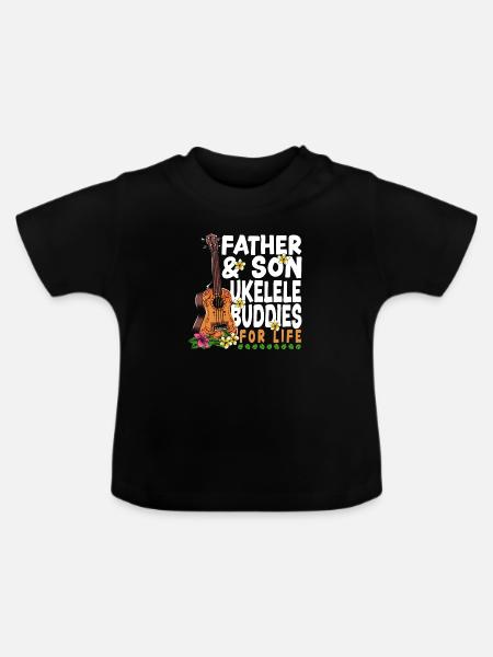 Hawaiian Ukulele Uke Dad Son - Baby Bio-T-Shirt mit Rundhals - Schwarz