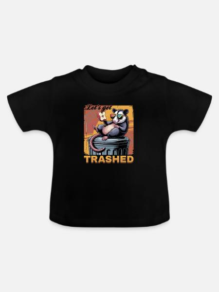 Funny Opossum - Baby Bio-T-Shirt mit Rundhals - Schwarz