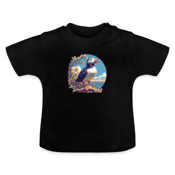 Puffin Papageientaucher - Baby Bio-T-Shirt mit Rundhals - Schwarz - Vorne