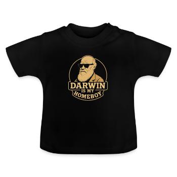 Charles Darwin Gift Natural - Baby Organic T-Shirt with Round Neck - black - Front