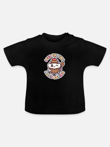 Backen lustiger Back Konditor Spruch - Baby Bio-T-Shirt mit Rundhals - Schwarz