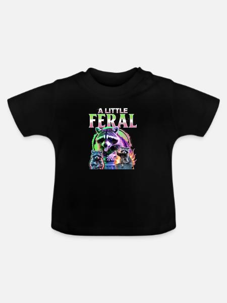 Funny Raccoon - Baby Bio-T-Shirt mit Rundhals - Schwarz