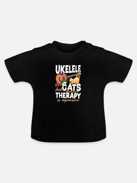 Hawaiian Ukulele Uke Cat Ukulele - Baby Bio-T-Shirt mit Rundhals - Schwarz