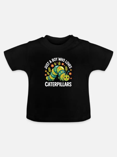 Raupe Junge Geschenk - Baby Bio-T-Shirt mit Rundhals - Schwarz