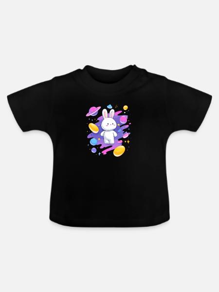 Galaktischer Hase im Nebel - Baby Bio-T-Shirt mit Rundhals - Schwarz