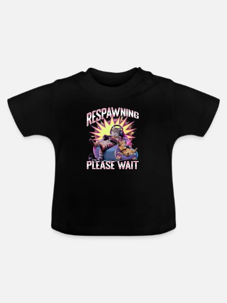 Funny Gaming Gamer Cat - Baby Bio-T-Shirt mit Rundhals - Schwarz
