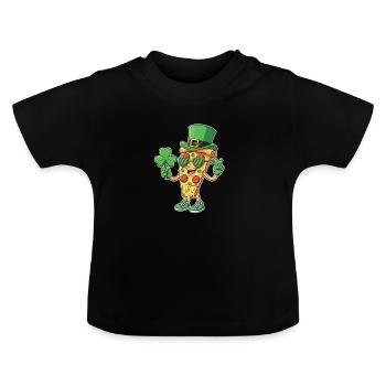 Célébration de la cuisine irlandaise de St Patricks Pizza Clover - T-shirt bio col rond Bébé - noir - Devant