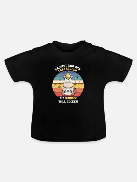 Zocken will die königin - Baby Bio-T-Shirt mit Rundhals - Schwarz