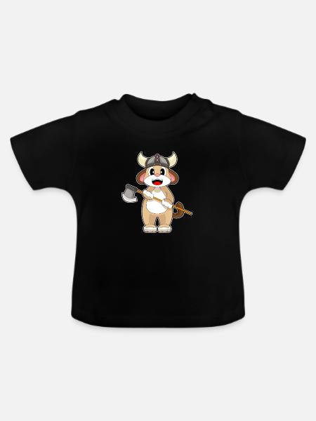 Hund Vikinger Axt - Baby Bio-T-Shirt mit Rundhals - Schwarz