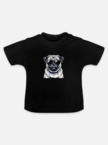 Mops - Baby Bio-T-Shirt mit Rundhals - Schwarz