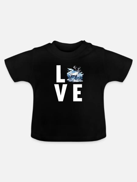 Rentiere Rentier - Baby Bio-T-Shirt mit Rundhals - Schwarz
