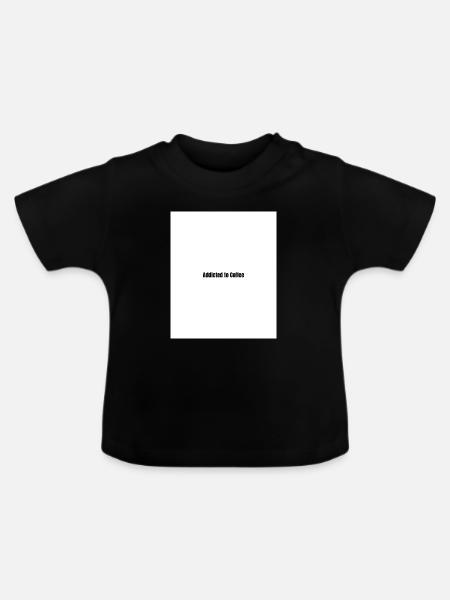 Kaffeeabhängig Minimalistischer Statement - Baby Bio-T-Shirt mit Rundhals - Schwarz