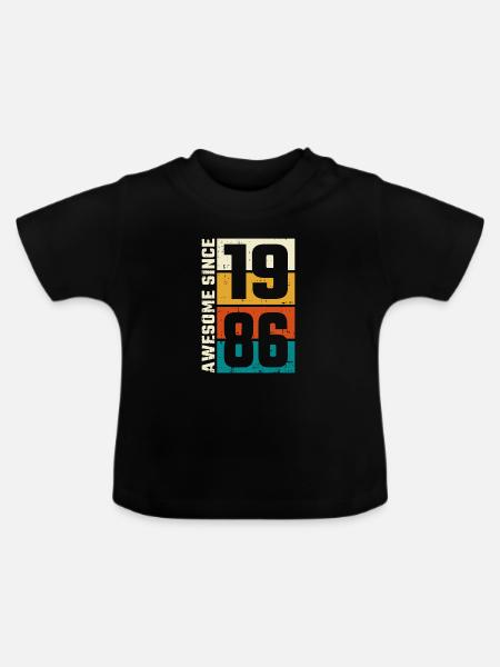 Retro 1986 Spiele-Logo - Baby Bio-T-Shirt mit Rundhals - Schwarz