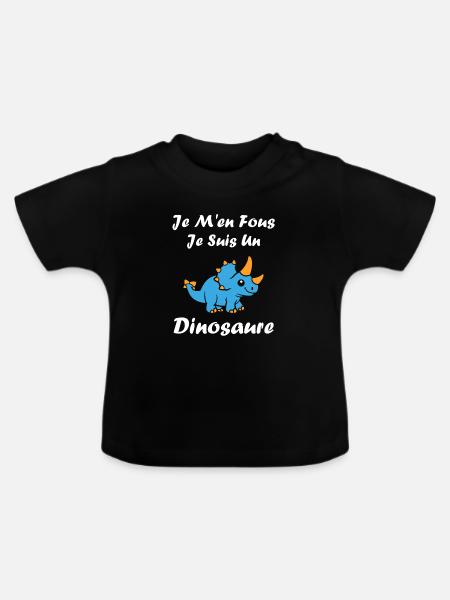Blauer Dino: Lustige Phrasen - Baby Bio-T-Shirt mit Rundhals - Schwarz