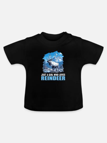 Rentiere Rentier - Baby Bio-T-Shirt mit Rundhals - Schwarz