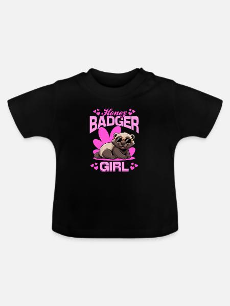Funny Honey Badger - Baby Bio-T-Shirt mit Rundhals - Schwarz