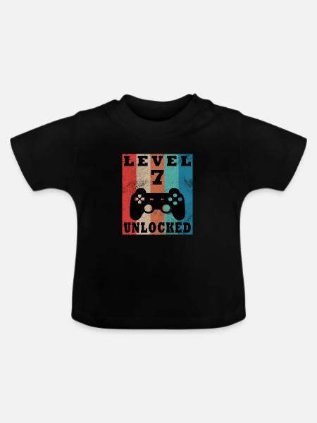 Level 7 freigeschaltet Retro-Controller - Baby Bio-T-Shirt mit Rundhals - Schwarz