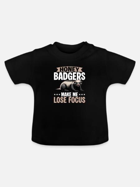 Funny Honey Badger - Baby Bio-T-Shirt mit Rundhals - Schwarz