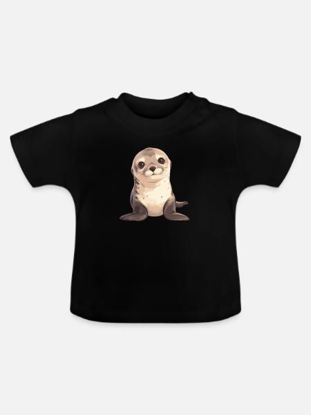 Seelöwen Seelöwe - Baby Bio-T-Shirt mit Rundhals - Schwarz