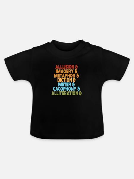 Literarische Mittel Typografie-Stack - Baby Bio-T-Shirt mit Rundhals - Schwarz