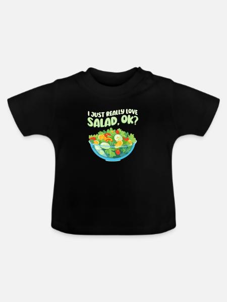 Ich Liebe Salat - Baby Bio-T-Shirt mit Rundhals - Schwarz