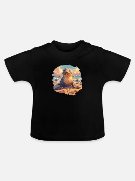 Seelöwen Seelöwe - Baby Bio-T-Shirt mit Rundhals - Schwarz