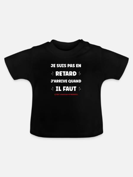 Nicht zu spät: Timing-Humor - Baby Bio-T-Shirt mit Rundhals - Schwarz