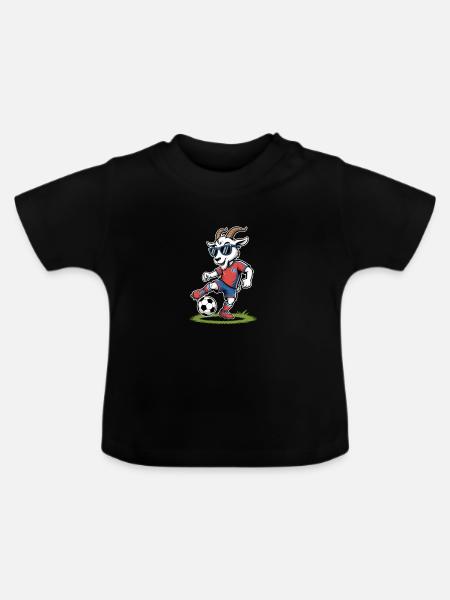Z Fussball Ziege Mit Sonnenbrille - Baby Bio-T-Shirt mit Rundhals - Schwarz