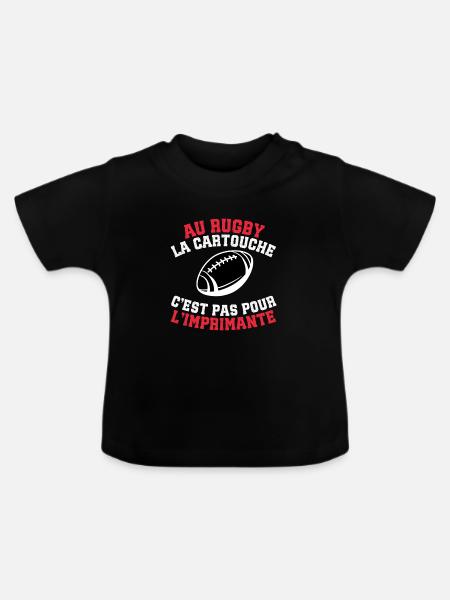 Unterstützer-Rugby-Kartusche-Humor - Baby Bio-T-Shirt mit Rundhals - Schwarz