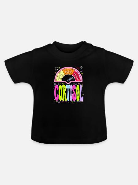 Cortisol Pegel Dashboard - Baby Bio-T-Shirt mit Rundhals - Schwarz