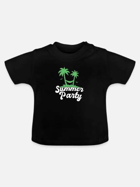 Summer Party Palm Tree Design - Baby Bio-T-Shirt mit Rundhals - Schwarz