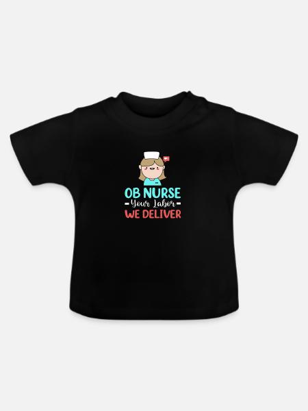 Schwangerschaft Krankenhaus Krankenschwester - Baby Bio-T-Shirt mit Rundhals - Schwarz