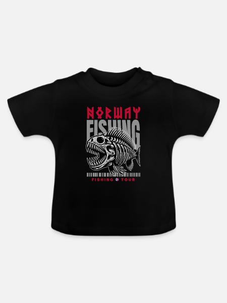 Norwegen Angeltour - Baby Bio-T-Shirt mit Rundhals - Schwarz