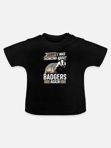Funny Animal Badger - Baby Bio-T-Shirt mit Rundhals - Schwarz