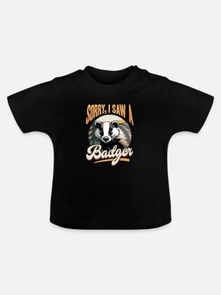 Funny Animal Badger - Baby Bio-T-Shirt mit Rundhals - Schwarz