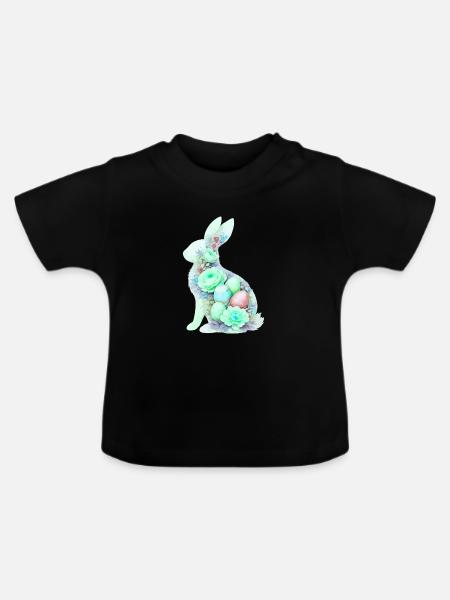 Hase Ostern Aquarell - Baby Bio-T-Shirt mit Rundhals - Schwarz