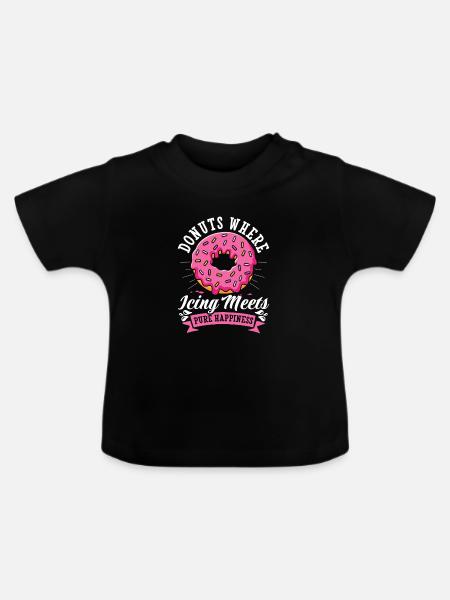 Donut Fastfood - Baby Bio-T-Shirt mit Rundhals - Schwarz