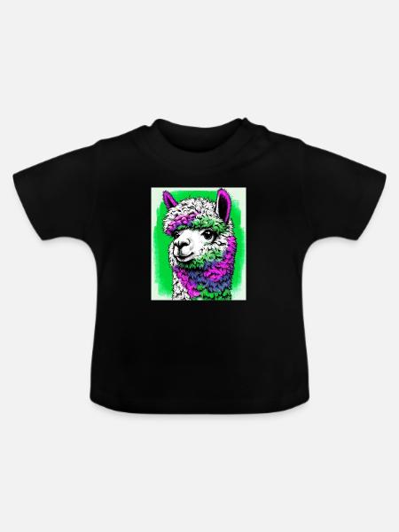 Alpaka - Baby Bio-T-Shirt mit Rundhals - Schwarz