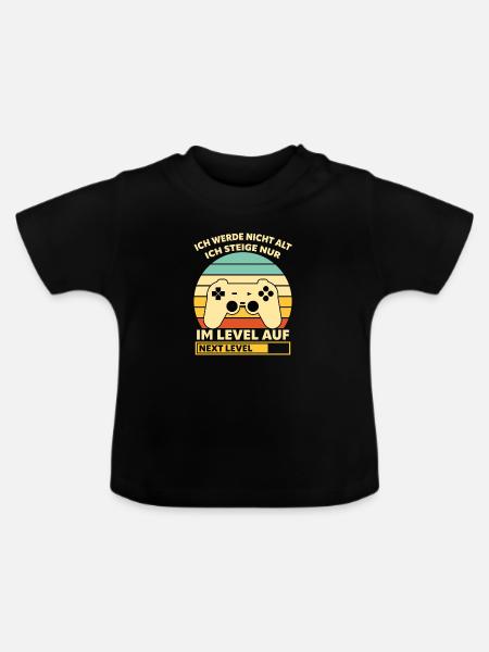 Levelaufstieg Retro-Controller Design - Baby Bio-T-Shirt mit Rundhals - Schwarz