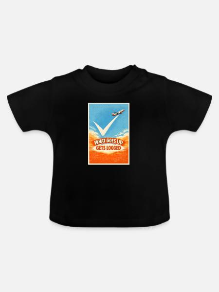 Was hochgeht wird geloggt | Plane Spotter - Baby Bio-T-Shirt mit Rundhals - Schwarz