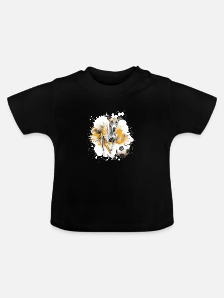 Greyhound Hund Fussball Team - Baby Bio-T-Shirt mit Rundhals - Schwarz