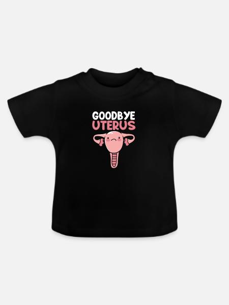 Eierstock Hysterektomie Uterus Gebärmutter - Baby Bio-T-Shirt mit Rundhals - Schwarz