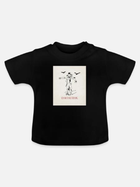 Vogelscheuche Ich halte die Stellung - Baby Bio-T-Shirt mit Rundhals - Schwarz