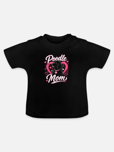 Pudel Mama Herzchen Design - Baby Bio-T-Shirt mit Rundhals - Schwarz
