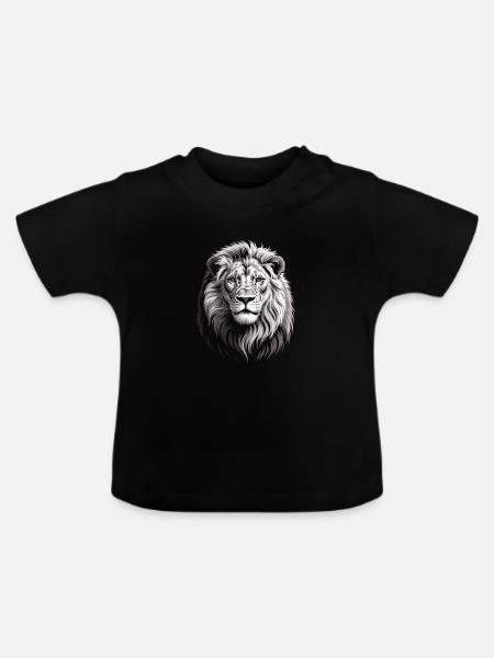 Löwenkopf - Baby Bio-T-Shirt mit Rundhals - Schwarz