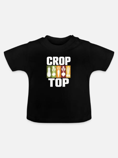 Gemüse Icons Crop Top Design - Baby Bio-T-Shirt mit Rundhals - Schwarz
