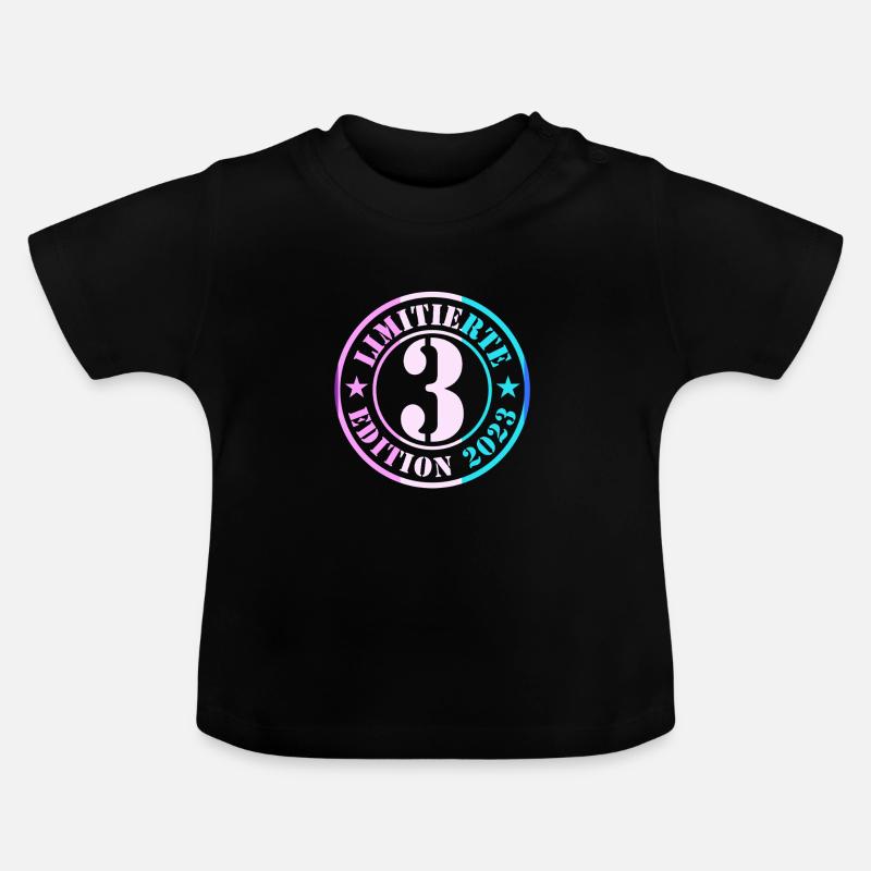 3. Geburtstag Junge Mädchen - Baby Bio-T-Shirt mit Rundhals - Schwarz