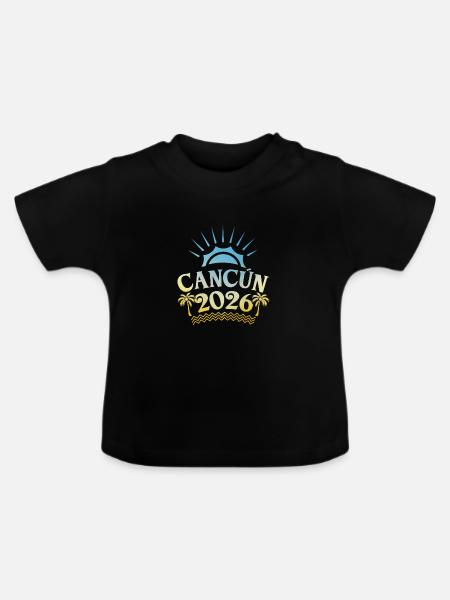 Cancun 2026 Bunt - Baby Bio-T-Shirt mit Rundhals - Schwarz