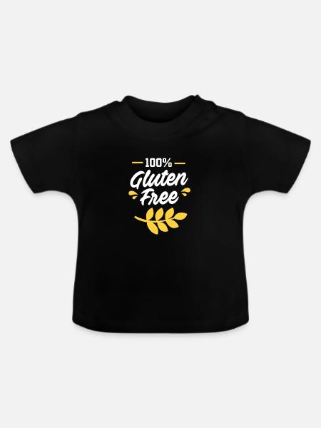 Glutenfrei - Baby Bio-T-Shirt mit Rundhals - Schwarz